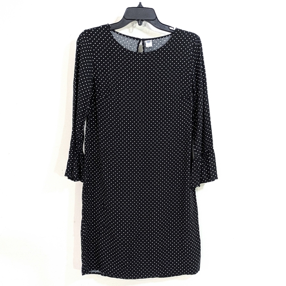Old Navy Black & White Polka Dot Ruffle Sleeve Shift Dress - Size Small Womens S - Picture 3 of 10